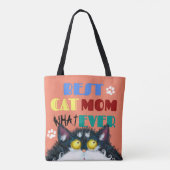 Best Cat Mam Ever grumpy cat grappige cartoon Tote Bag (Achterkant)