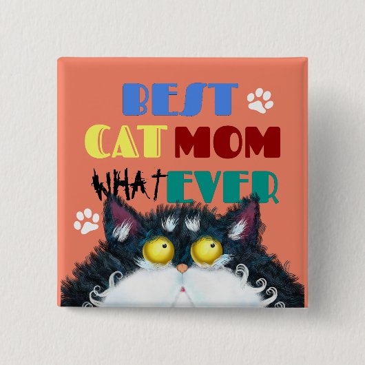 Best Cat Mam Ever grumpy cat grappige cartoon Vierkante Button 5,1 Cm (Voorkant)