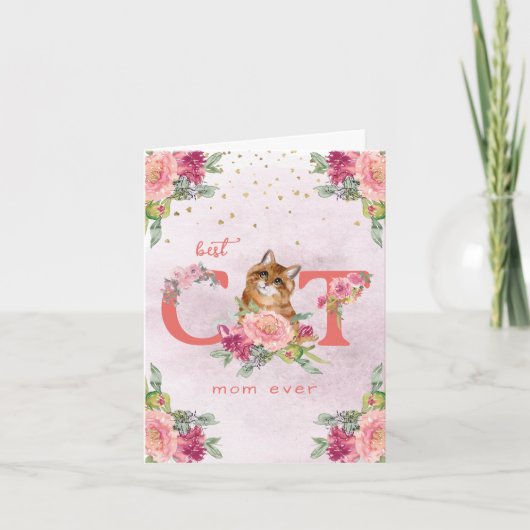 Best Cat Mam Ever Kitten Illustration Moederdag T Bedankkaart (Voorkant)