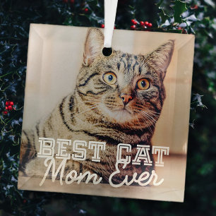 Best Cat Mam Ever Moderne Custom Pet Foto Glas Ornament