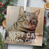 Best Cat Mam Ever Moderne Custom Pet Foto Glas Ornament