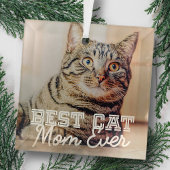 Best Cat Mam Ever Moderne Custom Pet Foto Glas Ornament