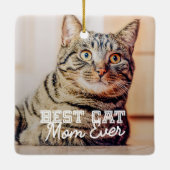 Best Cat Mam Ever Moderne Custom Pet Foto Keramisch Ornament (Achterkant)