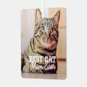 Best Cat Mam Ever Moderne Custom Pet Foto Metalen Ornament (Voorkant links)