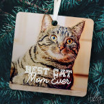 Best Cat Mam Ever Moderne Custom Pet Foto Metalen Ornament<br><div class="desc">Dit eenvoudige en klassieke ontwerp is samengesteld uit serif typografie en voegt een douanefoto toe</div>
