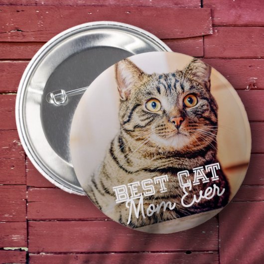 Best Cat Mam Ever Moderne Custom Pet Foto Ronde Button 5,7 Cm