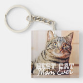 Best Cat Mam Ever Moderne Custom Pet Foto Sleutelhanger (Voorkant)