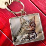 Best Cat Mam Ever Moderne Custom Pet Foto Sleutelhanger<br><div class="desc">Dit eenvoudige en klassieke ontwerp is samengesteld uit serif typografie en voegt een douanefoto toe</div>