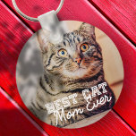 Best Cat Mam Ever Moderne Custom Pet Foto Sleutelhanger<br><div class="desc">Dit eenvoudige en klassieke ontwerp is samengesteld uit serif typografie en voegt een douanefoto toe</div>