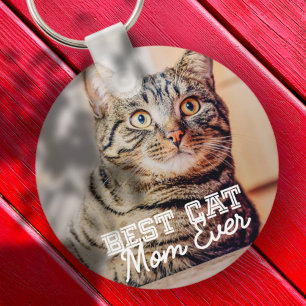 Best Cat Mam Ever Moderne Custom Pet Foto Sleutelhanger