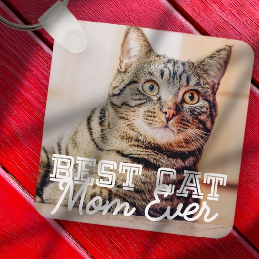 Best Cat Mam Ever Moderne Custom Pet Foto Sleutelhanger