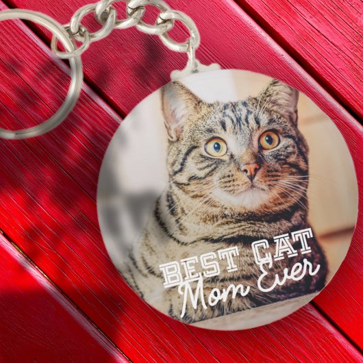 Best Cat Mam Ever Moderne Custom Pet Foto Sleutelhanger