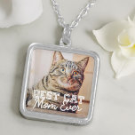 Best Cat Mam Ever Moderne Custom Pet Foto Zilver Vergulden Ketting<br><div class="desc">Dit eenvoudige en klassieke ontwerp is samengesteld uit serif typografie en voegt een douanefoto toe</div>