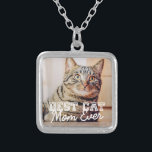 Best Cat Mam Ever Moderne Custom Pet Foto Zilver Vergulden Ketting<br><div class="desc">Dit eenvoudige en klassieke ontwerp is samengesteld uit serif typografie en voegt een douanefoto toe</div>