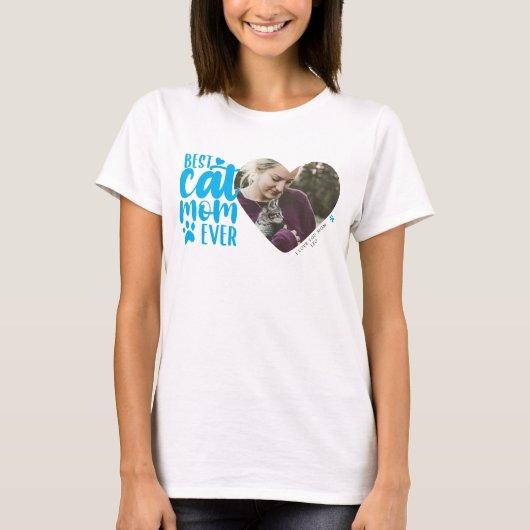 Best Cat Mam Ever Name Pet Photo Blue T-Shirt (Voorkant)