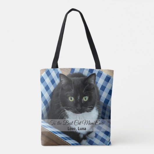 Best Cat Mam Ever Photo Canvas tas (Achterkant)