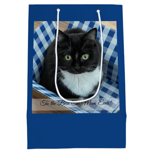 Best Cat Mam Ever Photo Medium Cadeauzakje (Achterkant)