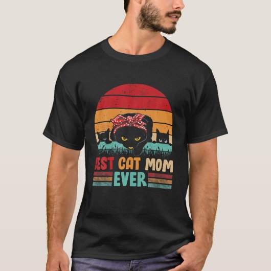 Best Cat Mam Ever Retro  Kitten Cat Cute Mo T-shirt (Voorkant)