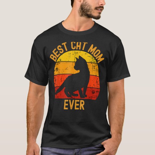 Best Cat Mam Ever  Retro Mama T-shirt (Voorkant)