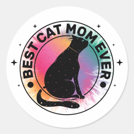 Best Cat Mam Ever Ronde Sticker (Voorkant)