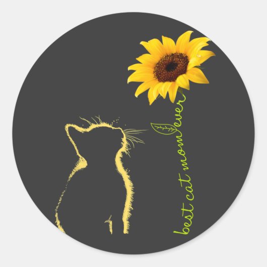 Best Cat Mam Ever Sunflower Cat Mouse Kerstmis T- Ronde Sticker (Voorkant)
