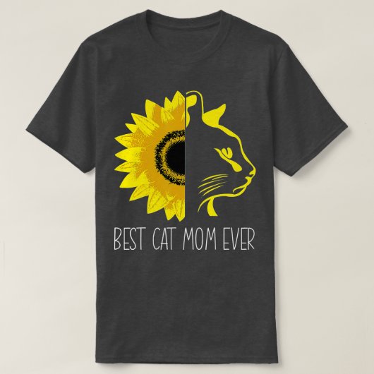 Best Cat Mam Ever Sunflower Cat Mum Moederdag T-shirt (Design voorkant)