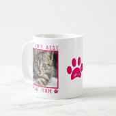 Best Cat Mam Foto Name Paw Print Hot Pink Koffiemok (Voorkant links)