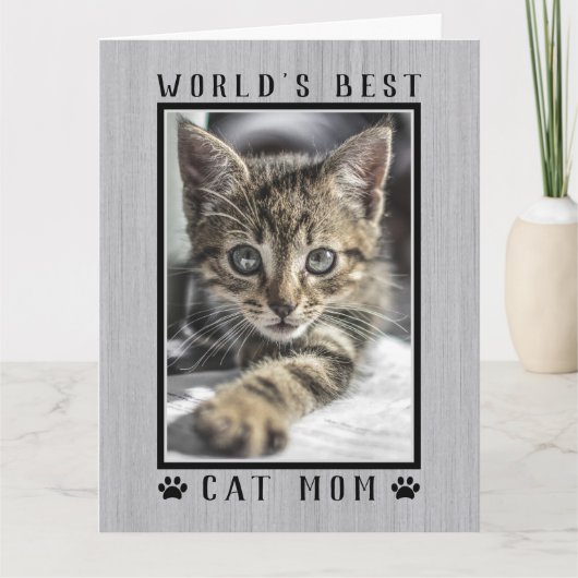 Best Cat Mam Foto Rustic Happy Birthday Kaart (Voorkant)
