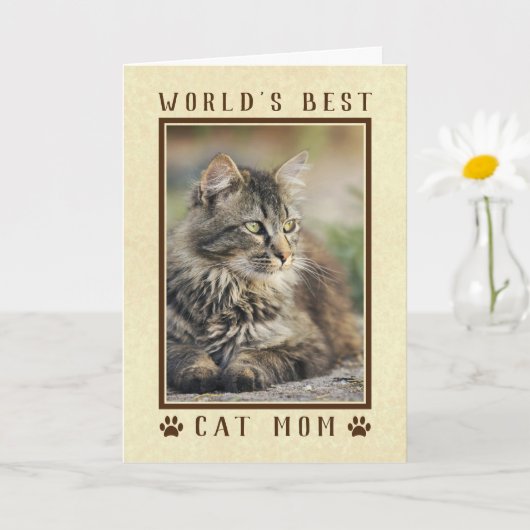 Best Cat Mam Happy Birthday Foto Gold Kaart (Kleine Plant)