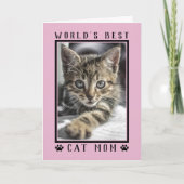 Best Cat Mam Happy Birthday Foto Roze Kaart (Voorkant)