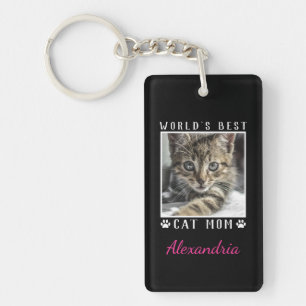 Best Cat Mam Paw Drukt Foto Lijst Black Sleutelhanger