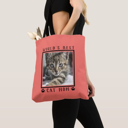 Best Cat Mam Paw Drukt Foto Lijst Koral Tote Bag (Dichtbij)
