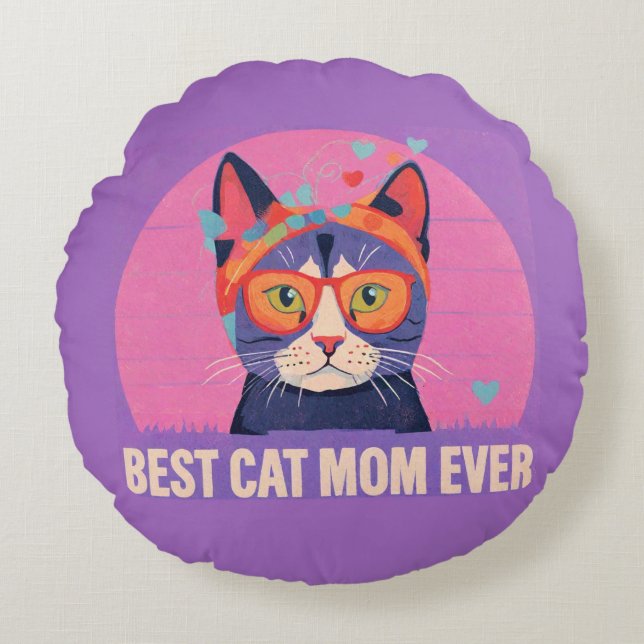 Best Cat Mam Rond Kussen (Voorkant)