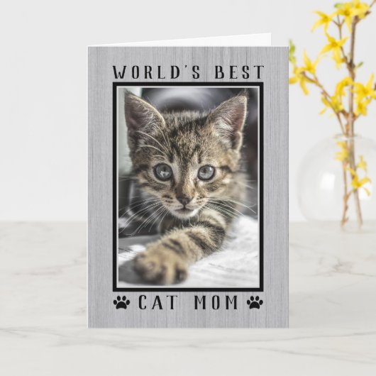 Best Cat Mam Rustic Moederdag Foto Kaart (Gele Bloem)