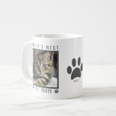 Best Cat Mam Silver Glitter Paws Pet Photo Koffiemok (Voorkant links)