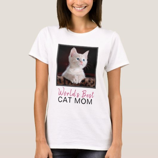 Best Cat Mam Square Cat Photo ter wereld T-shirt (Voorkant)
