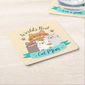Best Cat Mam ter wereld - Cute Kittens Kartonnen Onderzetters (Schuin)