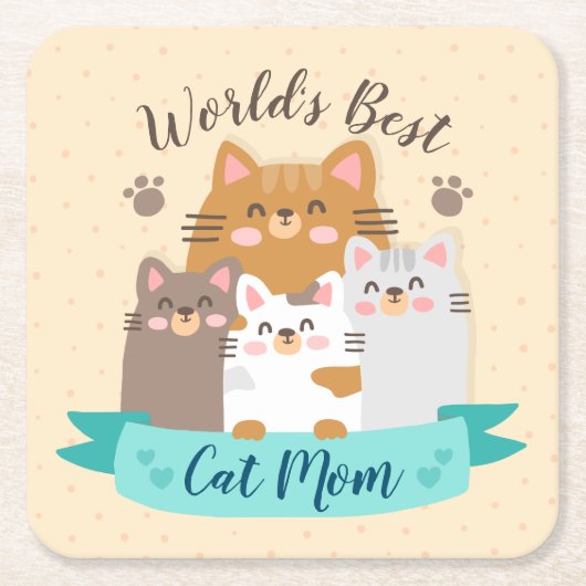Best Cat Mam ter wereld - Cute Kittens Kartonnen Onderzetters (Voorkant)