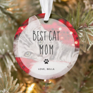 Best Cat Mam   Twee handgeschreven foto's Ornament