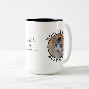 Best Cat mam Two Photo Modern Typografie Tweekleurige Koffiemok