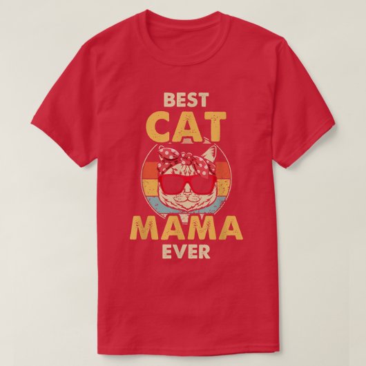 Best Cat Mama Ever Retro Cat T-shirt (Design voorkant)
