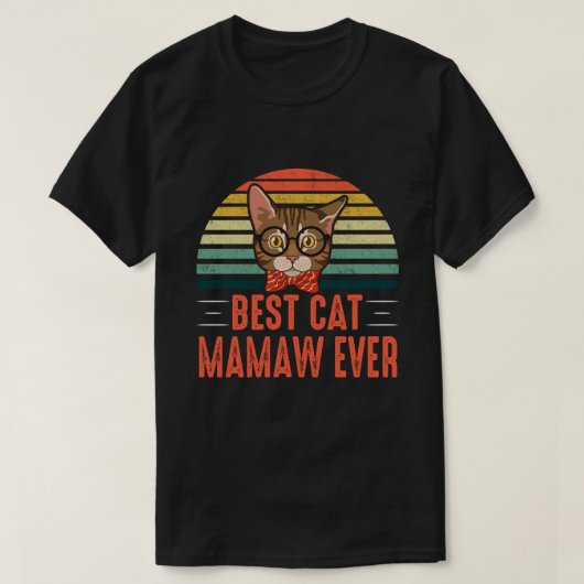 Best Cat MAMAW Ever Retro T-shirt (Design voorkant)