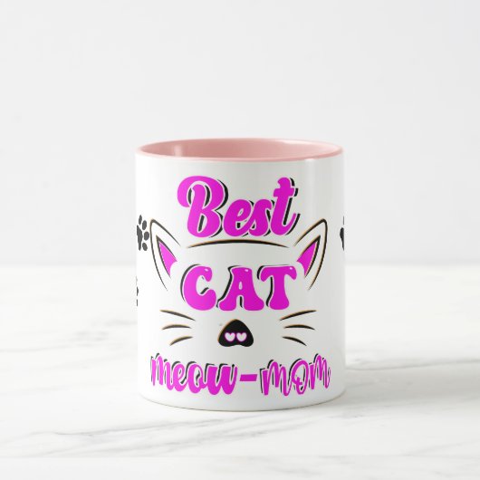 Best Cat Meow mam Paw Print Coffee Mok (Midden)