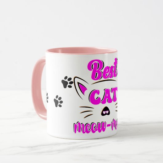 Best Cat Meow mam Paw Print Coffee Mok (Voorkant links)