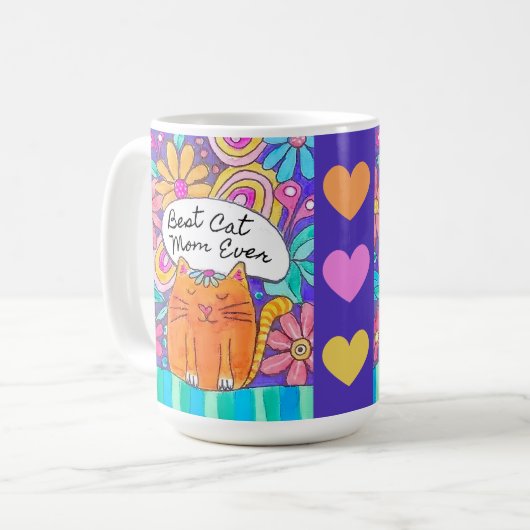 Best Cat Mom Ever Cat Lover Gift Mug Koffiemok (Voorkant links)