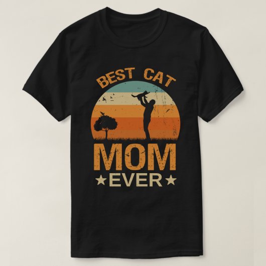 Best Cat MOM Ever Retro T-shirt (Design voorkant)