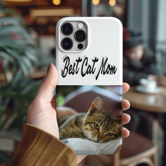 Best Cat Mom Photo Black text Case-Mate iPhone Case