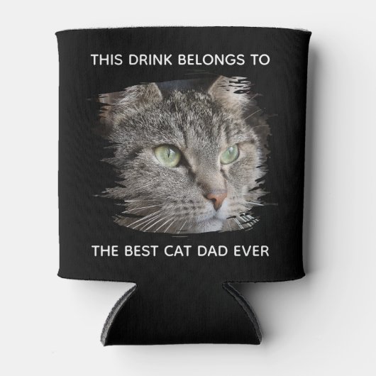 Best Cat Pap Ever Custom Photo Black Blikjeskoeler (Voorkant)