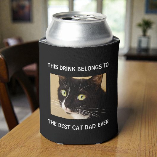 Best Cat Pap Ever Custom Photo Black Blikjeskoeler