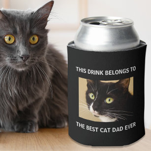 Best Cat Pap Ever Custom Photo Black Blikjeskoeler